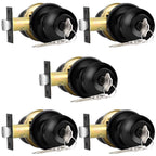 Probrico Black Door Knob Exterior Door Knobs with Lock, Keyed Alike Door Locksets for Front Door, Interior Door Lock with Ball Knob, Black Finished, 5 Pack