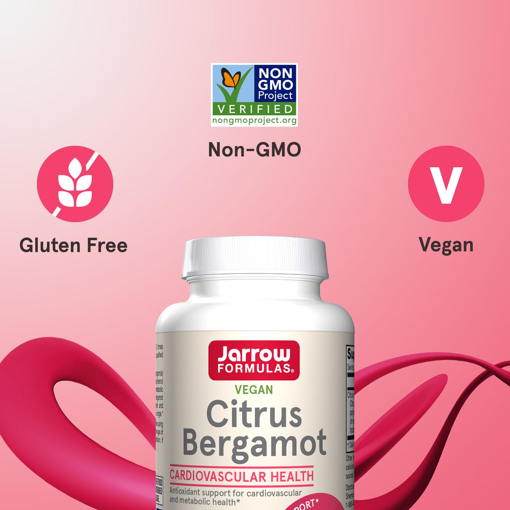 Jarrow Formulas Citrus Bergamot Supplement 500 mg - 60 Servings (Veggie Caps) - Antioxidant Support for Cardiovascular & Metabolic Health - Dietary Supplement - Vegan Gluten-Free- Use with QH-Absorb