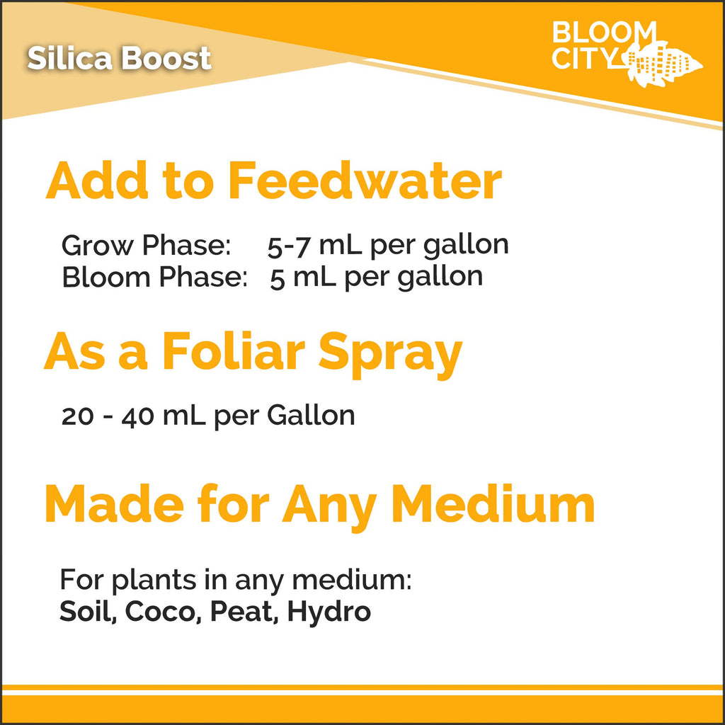 Liquid Silica Boost Fertilizer and Supplement by Bloom City, Quart (32 oz) Concentrated Makes 180 Gallons