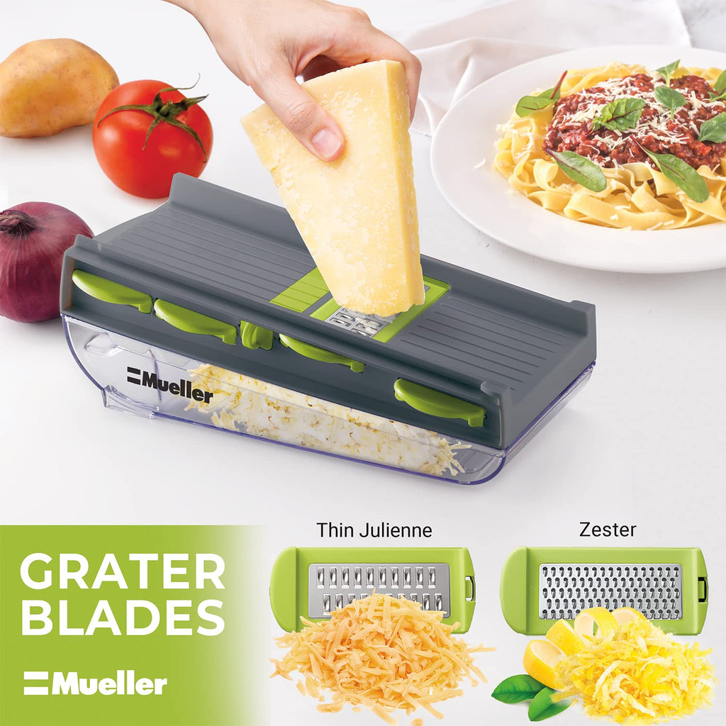 Mueller Mandoline Slicer, Premium Quality V-Pro Five Blade Adjustable Vegetable Slicer, Cutter, Shredder, Veggie Slicers for Fruits and Vegetables Gray