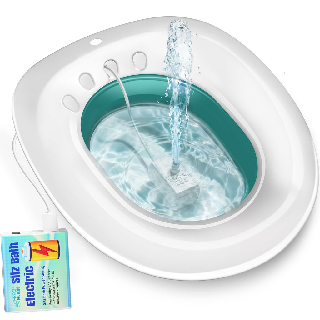 Electric Sitz Bath for Toilet Seat, Hemorrhoids and Postpartum Care - Yoni Steam Seat - Perineal Soaking, Collapsible, Wide Seat, Deeper Bowl - Use w/Sitz Bath Salt - Forest Green