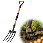 Garden Fork for Digging, 4-Tine Pitch Fork with Foot Step, Ergonomic Y-Handle & Comfortable Grip, Lightweight Durable Pitchfork for Soil Loosening, Compost, Mulch, Weeding & Potato Harvest - 43 Inches