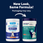 Vetnique DermaBliss Dog Allergy Chews for Seasonal Allergy Itch Relief, Skin & Gut Health with Probiotics and Omega 3 Blend - Advanced or Regular Strength (120ct, Regular Strength Chews)