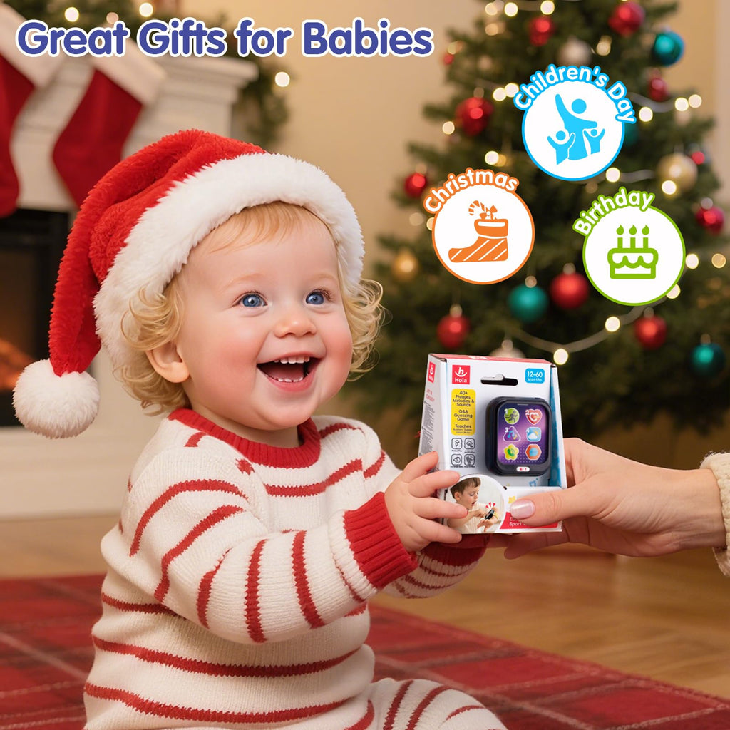 HOLA Toys for 1 Year Old Boys & Girls, 7 Functions Baby Musical Toy Watch, Learning & Travel Baby Toys 6-12-18 Months, Birthday Gift for Boys & Girls Christmas Stocking Stuffers