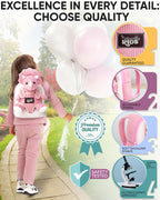 Naturally KIDS Toddler Backpack w. Plush Pink Triceratops Toy Kids Gift 2-5
