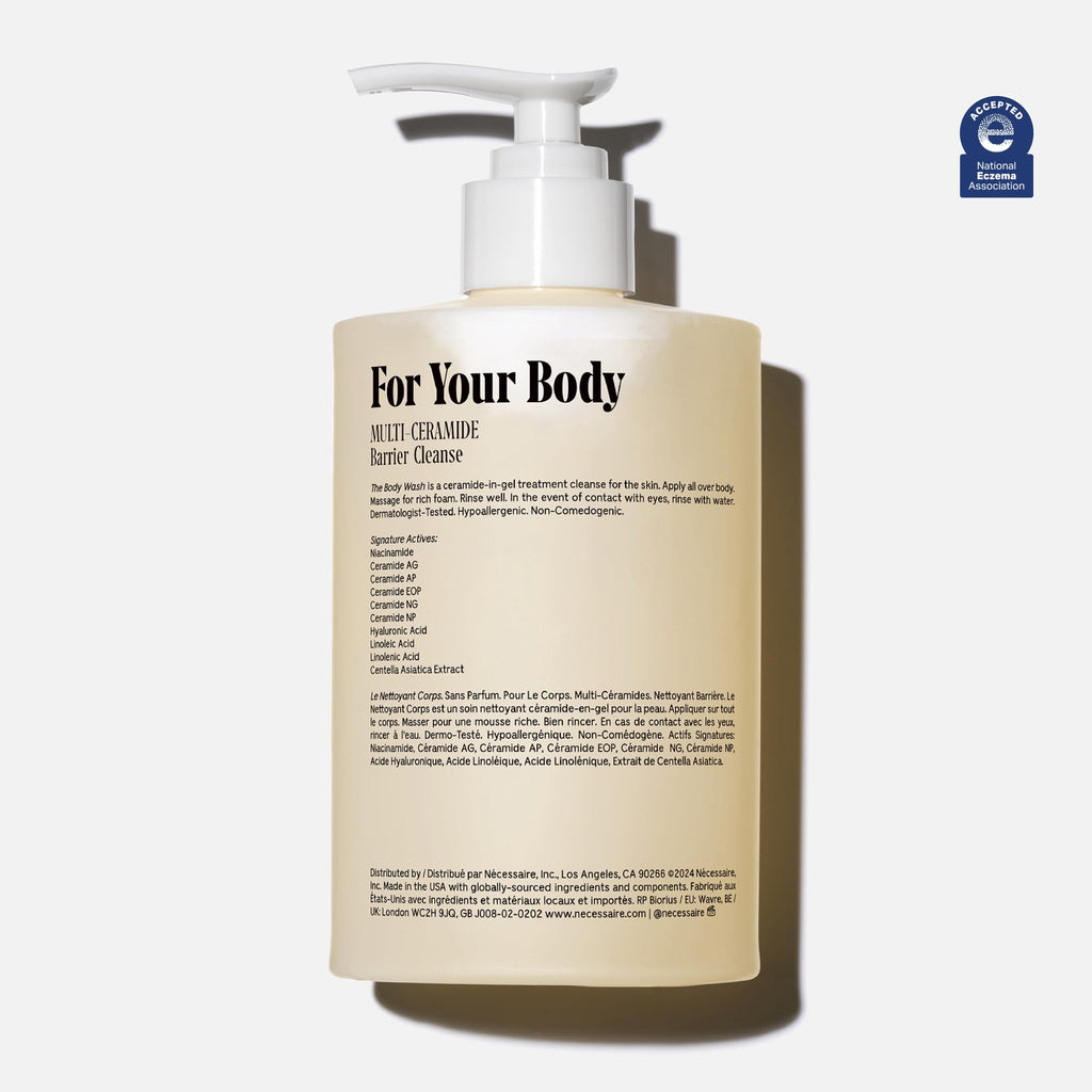 Nécessaire The Body Wash Fragrance-Free - Multi-Oil Shower Gel Body Wash for Women + Men. Non-Comedogenic + Hypoallergenic for Sensitive Skin with Niacinamide. 500ml/16.9 fl oz