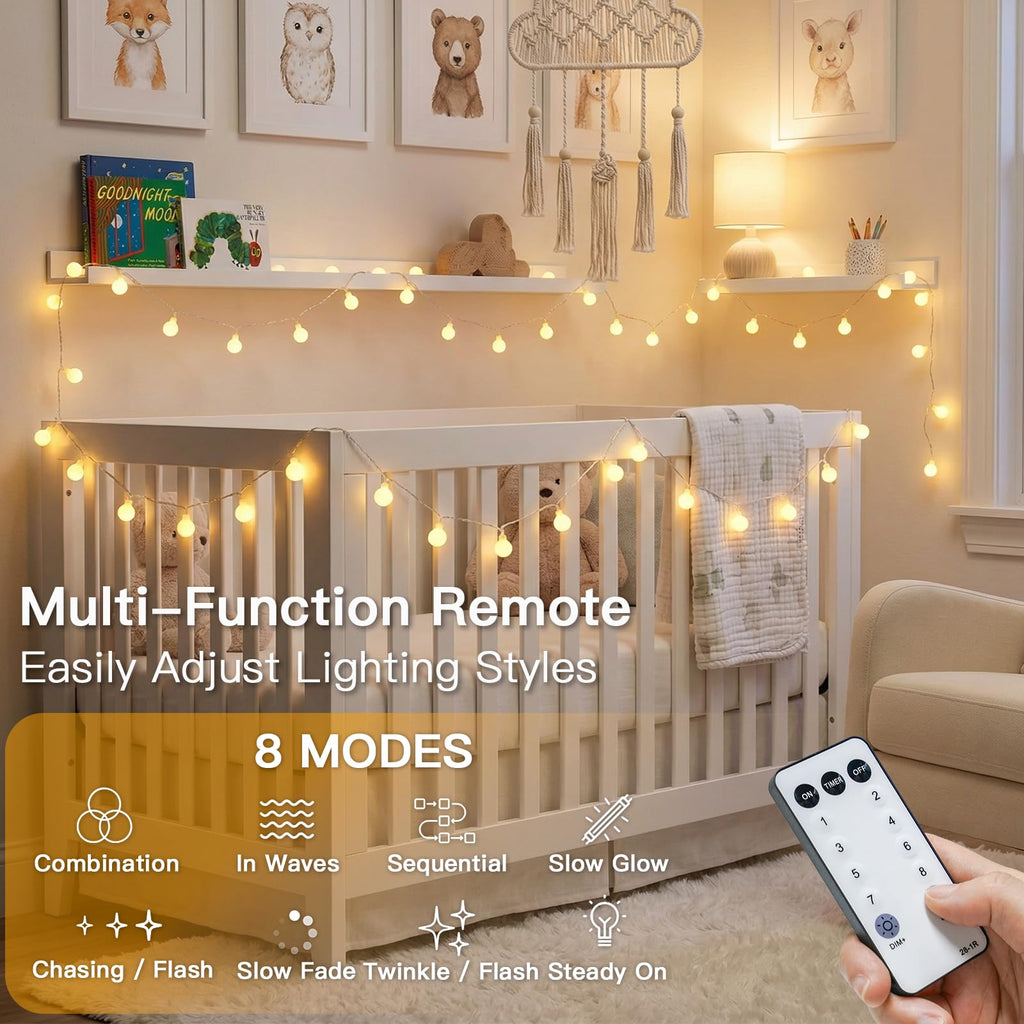 suddus 43FT Connectable Globe String Lights Plug in Remote Warm White