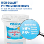 Doheny's Di-Chlor Granular Chlorine | Pro-Grade 3-in-1 Pool Sanitizer, Shock & Algaecide | Fast-Dissolving, Calcium-Free, No Residue | 99.5% Sodium Dichlor with 56% Stabilized Chlorine | 10lb Bucket