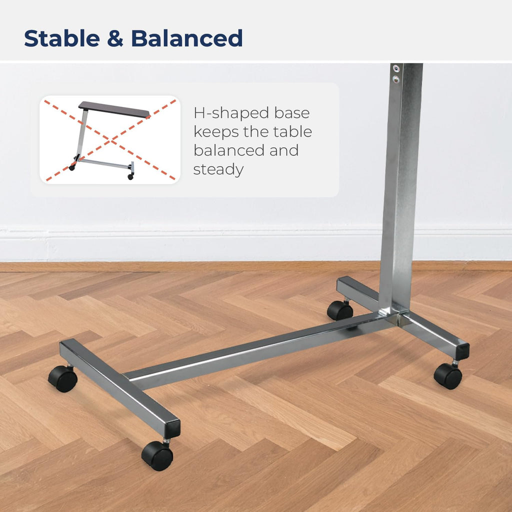 Drive Medical 13003 Non Tilt Top Overbed Table with Wheels, Chrome