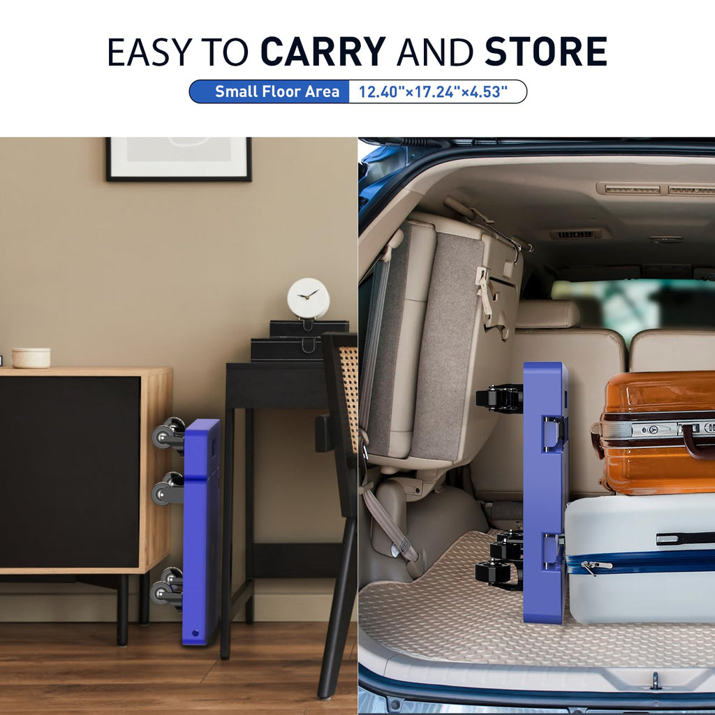 SPACEKEEPER Folding Hand Truck, 500 LB Capacity Luggage Cart, Portable Folding Dolly with 6 Wheels and 2 Elastic Ropes for Luggage, Personal, Travel, Auto, Moving and Office Use, Blue