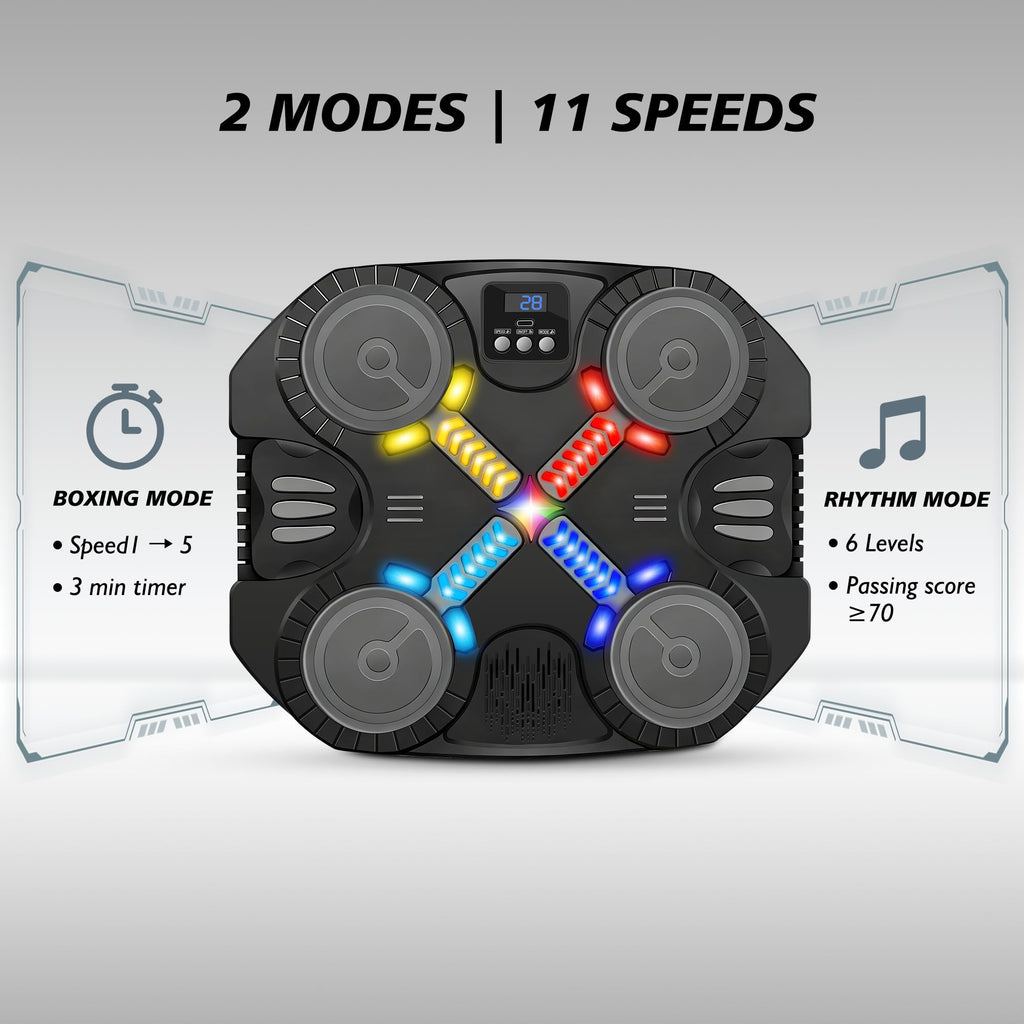 Music Boxing Machine Sport Toys for Kids,Wall Mounted Bluetooth Smart Punching Target,Training Pad Toy with Boxing Glove,Ideas Toys for Boys Girls Kids 3 4 5 6 7 8 9 10 11 12+ Years Old (Black)