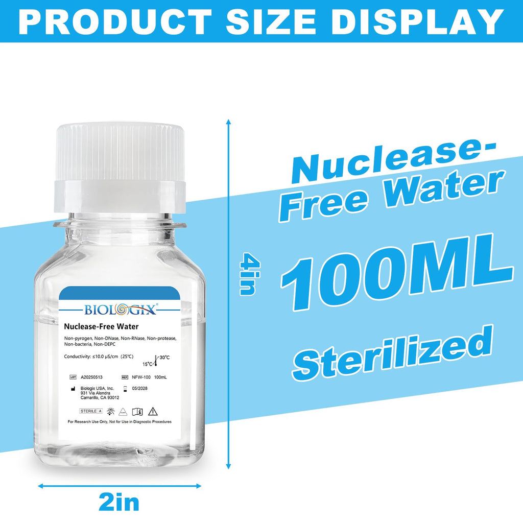 CryoKing Nuclease-Free Water, DNase RNase Free, Lab PCR Water, 100 mL