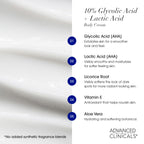 Advanced Clinicals Brightening Vitamin C Body Cream + AHA Exfoliating 10% Glycolic Acid & Lactic Acid Lotion 2PC Skincare Set For Women & Men To Reduce Appearance Of Dark Spots & Uneven Skin Tone