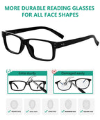 Eyekepper Vintage Reading Glasses for Men - 5 Pack Spring Hinges Classic Readers - Black Frame +1.50