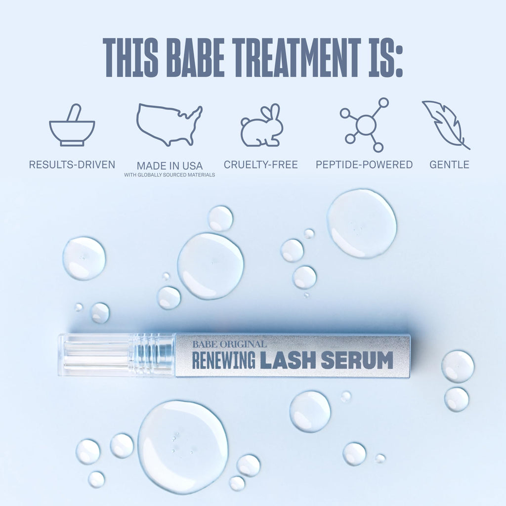 BABE ORIGINAL Renewing Lash Serum – Prostaglandin-Free, Peptide-Infused Gentle Lash Serum for Fuller, Longer-Looking Lashes, Lash Enhancing Treatment with Nourishing Botanicals, Vegan & Cruelty-Free