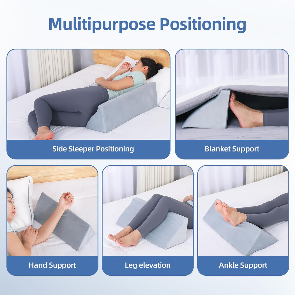 Fanwer Wedge Pillow for Side Sleeping, Back Pillow for Side Sleeper, Bed Wedges & Body Positioners for After Surgery, Anti Snoring, Back Pain, Preventing Bedsores