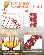 AgiiMan 28 Reach Fruit Picker with Telescopic Extension Pole, 5 to 20 FT Fruit Picker Pole Lightweight and Sturdy Aluminum Telescopic Pole, Easy to Assemble Fruit Picking Basket