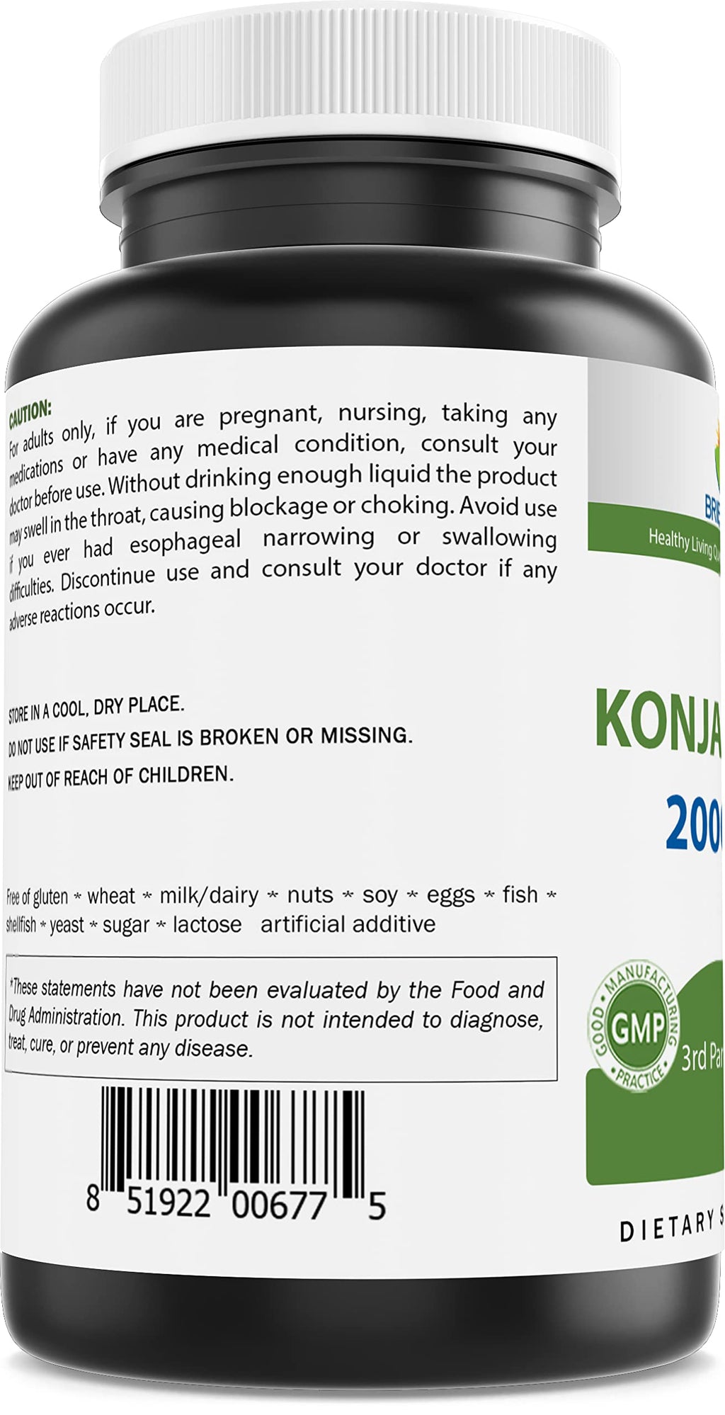 Brieofood Konjac Root Glucomannan 2000 mg per Serving - 180 Vegetarian Capsules (Pack of 2)