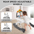 RefoereBabe Baby Walker with Wheels, 5 in 1 Baby Walkers for Boys Girls 6-12 Months, Foldable Walker Baby with Bouncer & Feeding Tray, Music, Adjustable Heights