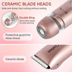 2 in 1 Women Electric Shaver Dual Head Bikini Trimmer for Women IPX7 Waterproof Wet & Dry Use Body Hair Trimmer and Facial Hair Remover for Bikini Underarm Leg Arm Body Face