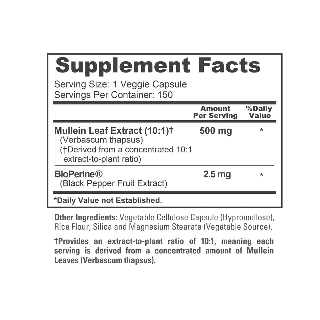 NusaPure Mullein Leaf Capsules, 500 mg, 150 Veg Capsules (Non-GMO, Vegan)