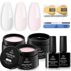 Beetles Builder Gel for Nails, 3 Colors 9 in 1 Clear Nude Pink Hard Gel