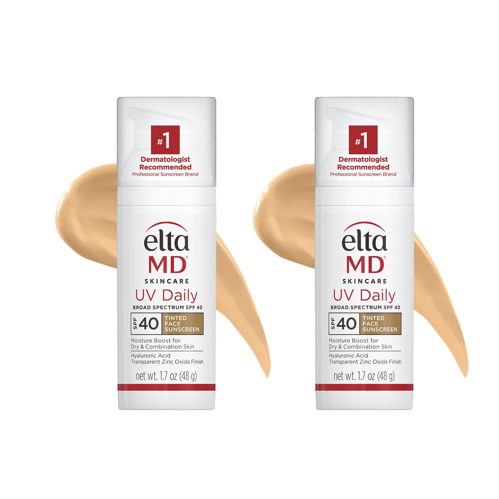 EltaMD UV Daily Tinted SPF 40 Face Sunscreen Moisturizer with Zinc Oxide, Tinted Daily Face Moisturizer with SPF, Sunscreen for Dry Skin,1.7 oz Pump (Pack of 2)