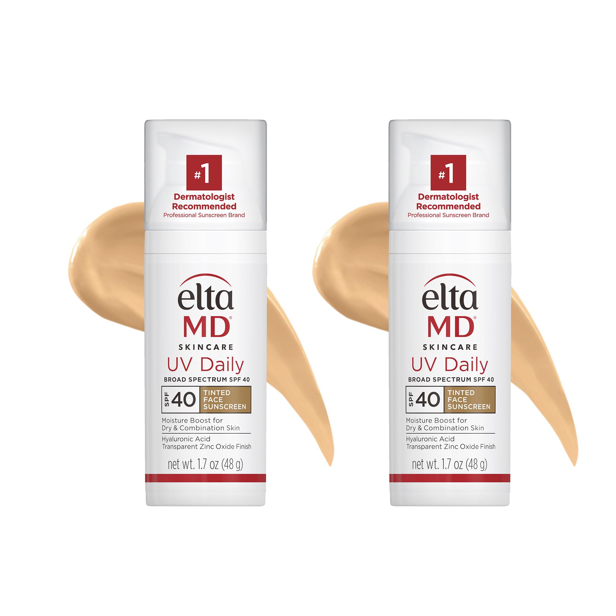 EltaMD UV Daily Tinted SPF 40 Face Sunscreen Moisturizer with Zinc Oxide, Tinted Daily Face Moisturizer with SPF, Sunscreen for Dry Skin,1.7 oz Pump (Pack of 2)