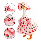 Summer Porch Goose Outfit for 23'' Cement Statue Goose, Strawberry Porch Goose Clothes Skirt Costume for Summer Outdoor Yard Lawn Patio Decor