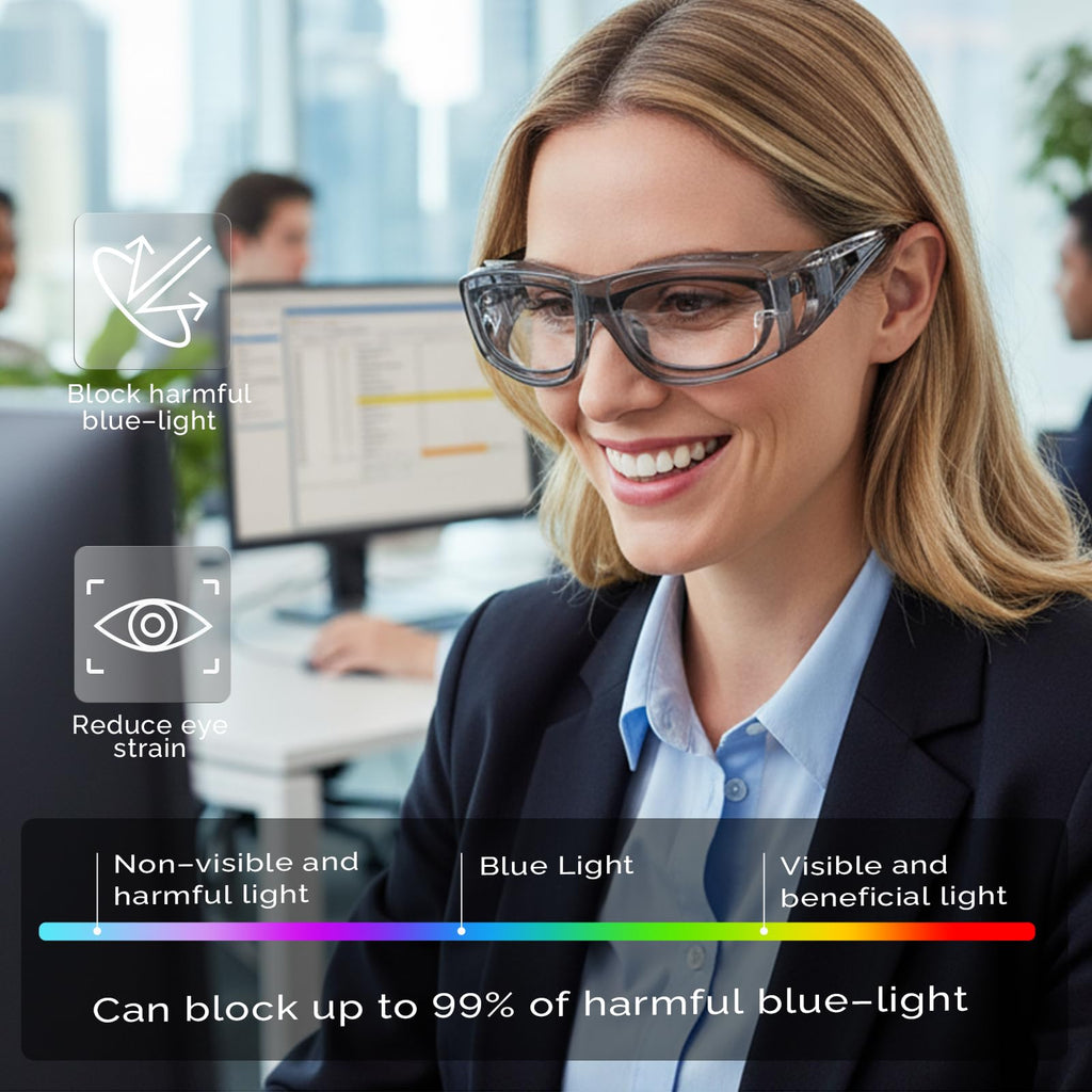 LVIOE Fit Over Blue Light Blocking Glasses and Computer Eyewear- Wear Over Prescription Glasses/Reading Glasses/RX Glasses