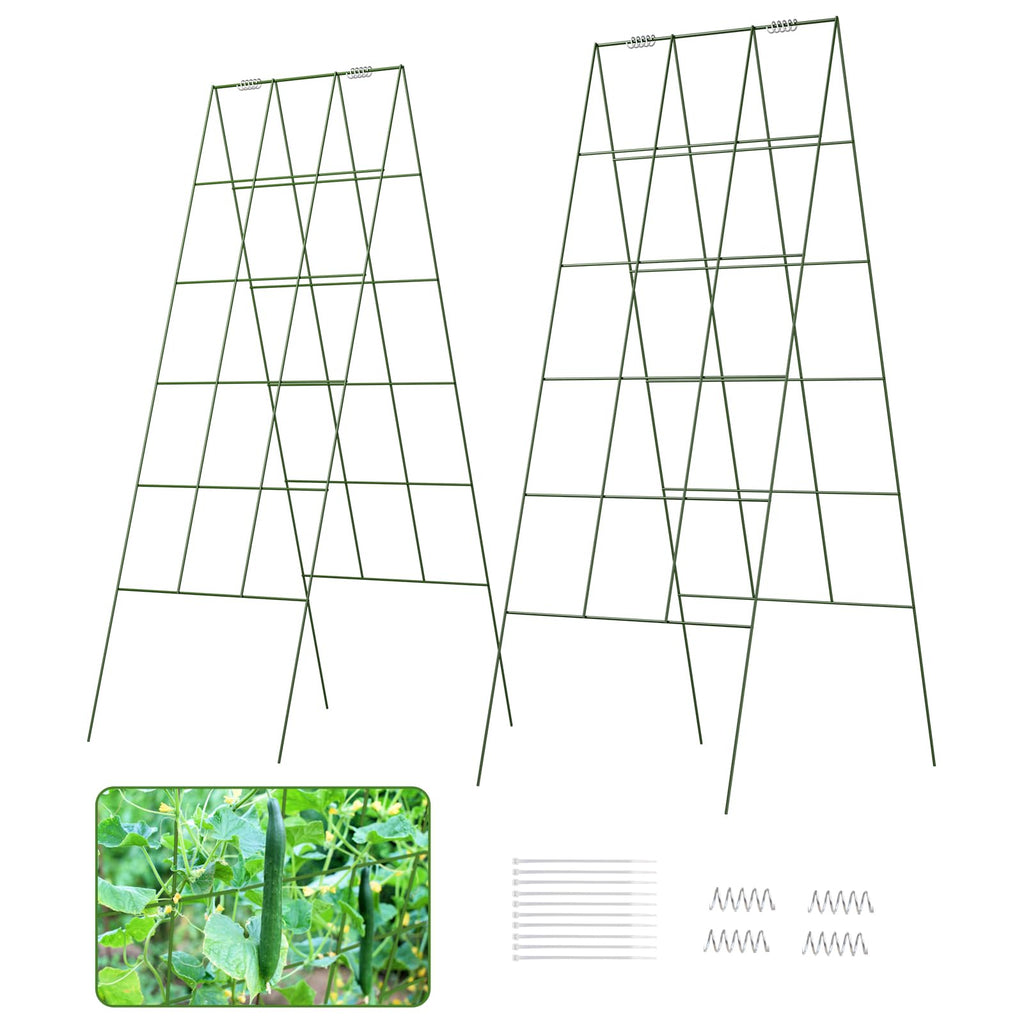 DOEWORKS 48" Cucumber Trellis, 2-Pack, Foldable, for Cucumbers, Beans, Tomatoes, Flowers