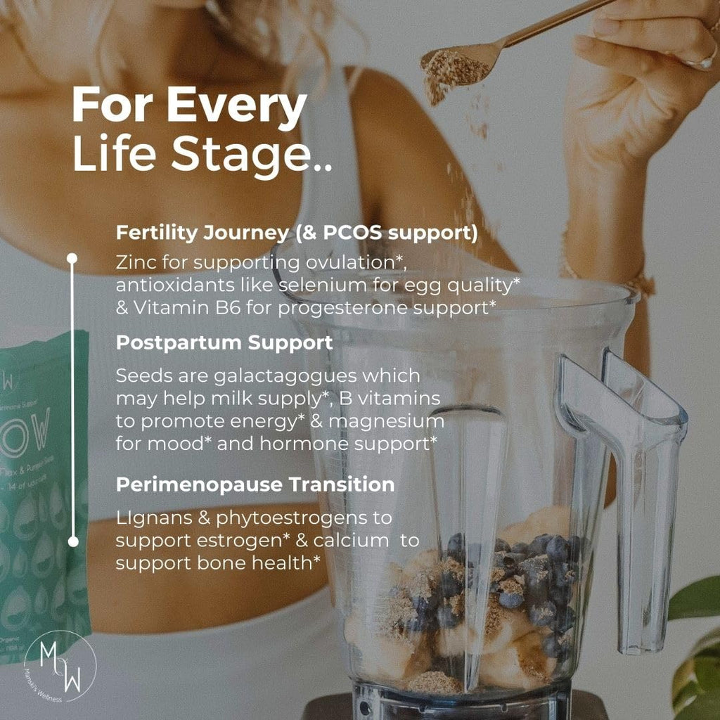 Manski's Wellness Glow & Radiant Seed Cycle Kit | PMS Support | Organic Seed Cycling | Natural Hormone Balance | Ease Cramps | Mitigate Cycle Symptoms | Vegan Supplement