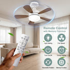 WZZIW 17.7" Socket Fan Light, E26/E27 Light Bulb Fan with Reversible Motor, 3000 Lumens Small Ceiling Fans with Lights and Remote, Dimmable 3000K-6500K for Bedroom Kitchen Living Room Garage