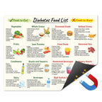 Magnetic Diabetes Food List for Fridge, 8"x10" Magnet Foods Chart for Diabetes, Low Sugar, High Fiber, Nutrition, Health