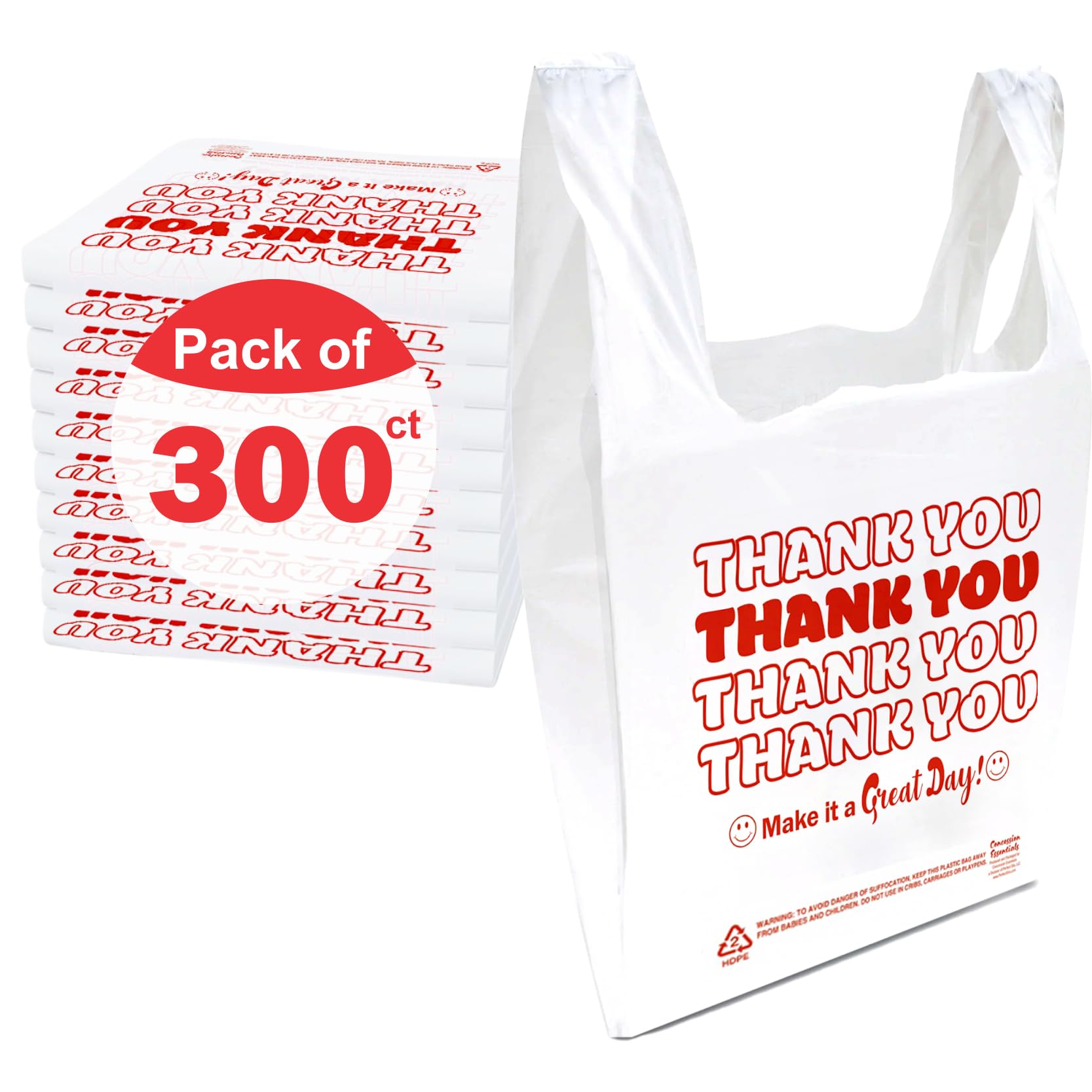Concession Essentials Thank You Bags Pack of 300ct White