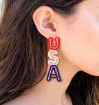 2 Pairs Fourth of July Earrings American Flag Patriotic Earrings for Women Beaded Star USA Tassel Drop Dangle Earrings 4th of July Independence Day Holiday Gifts