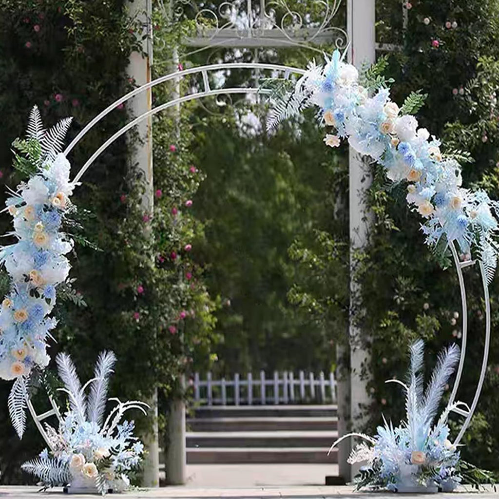 LeJoy Garden Round Wedding Arch 6.5ft Metal Backdrop Stand with Base