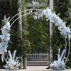 LeJoy Garden Round Wedding Arch 6.5ft Metal Backdrop Stand with Base