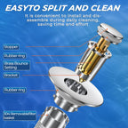 Bathroom Sink Drain Strainer,(4PCS) Pop-up Sink Drain Strainer with Removable Stainless Steel Strainer Basket Hair Catcher, Bathroom Sink Strainer for Bathroom Sink Stopper Replacement