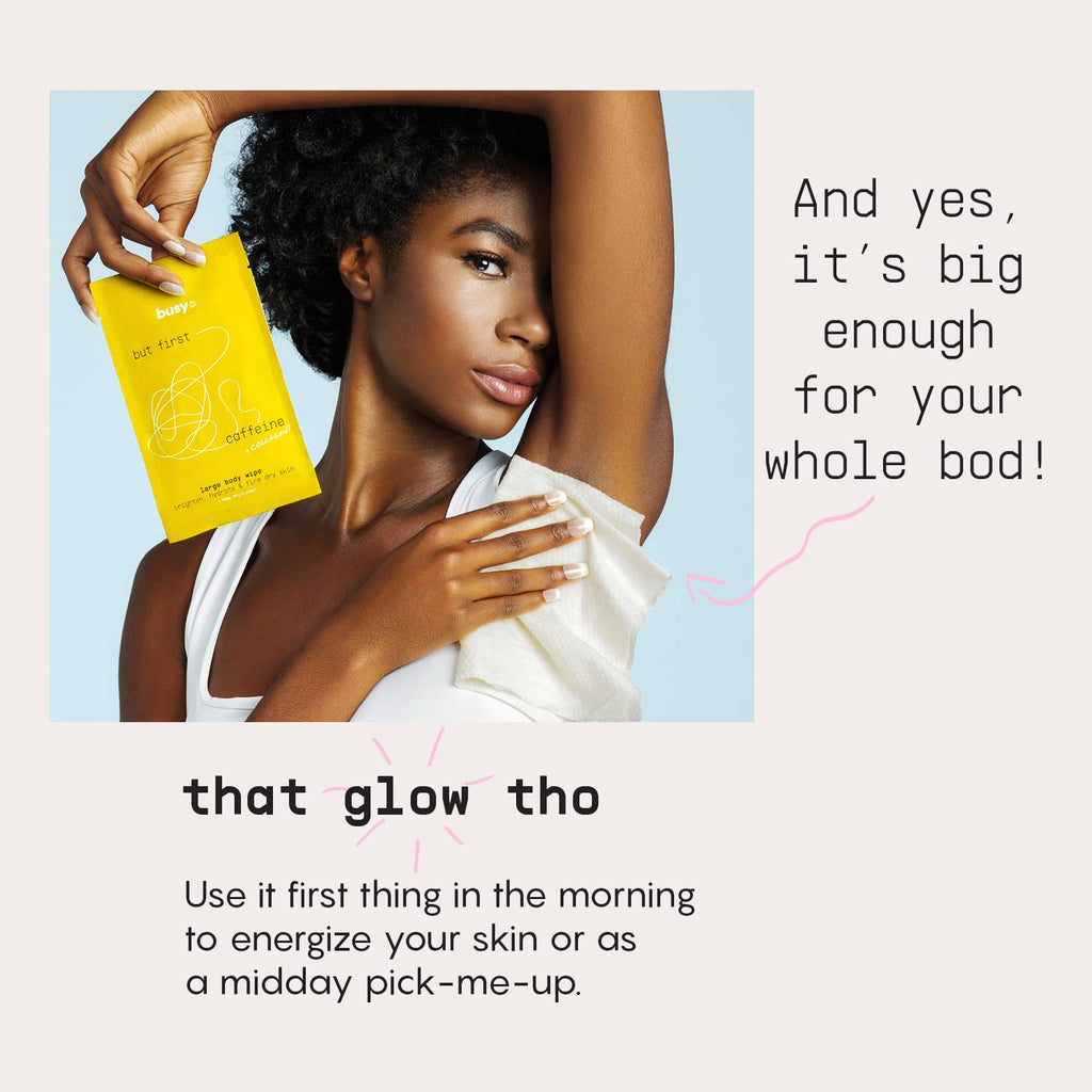 Glow Body Wipes for Women - Cleansing Large Wash Cloth - Extra Thick & Moist - Armpit Sweat Cloths for Body Odor - No Rinse, No Shower - Lavender Rose - Caffeine & Collagen Peptide