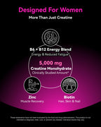 Inner Brightness Creatine Monohydrate Gummies for Women 5000mg - 6-in-1 with Biotin, Zinc, B6, B12 - Sugar-Free Raspberry Creatine Chewables for Muscle, Energy & Skin - 120 Count