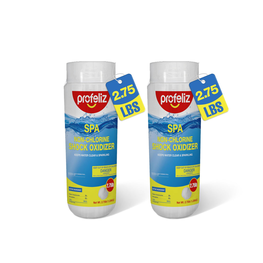PROFELIZ Non-Chlorine Shock for Hot Tubs, Spas & Pools,Fast-Acting Chlorine-Free Oxidizer Treatment,Clear Cloudy Water,2 Pack, 5.5 lb Total