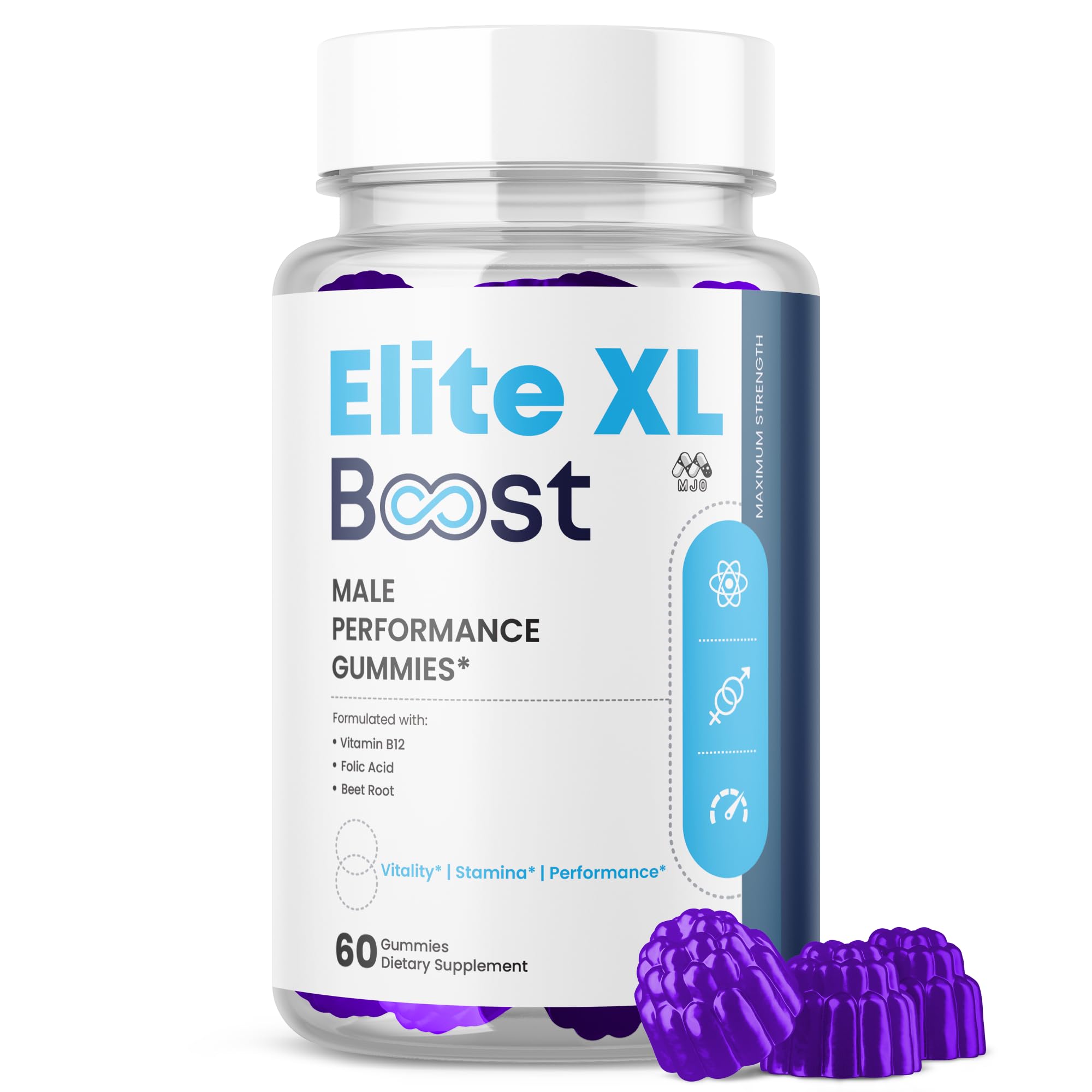 Elite XL Boost Gummies for Men, EliteXL Boost Male Performance Gummys with Natural Ingredients, Advanced Elite XLBoost Men's Performance Support Formula Chewable Multivitamin Supplement (60 Gummies)