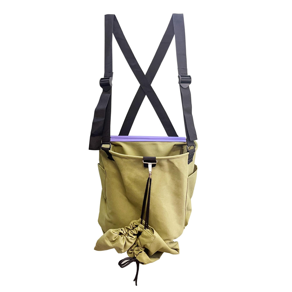 Large Adjustable Canvas Fruit Picking Bag for Orchard Farm Garden (Khaki)