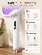 WOCVRYY Electric Fly Swatter 4000V Bug Zapper Racket with 1800mAh Rechargeable Battery 5-Layer Safety Mesh Dual Modes 180° Foldable Ideal for Indoor or Outdoor Use (White)