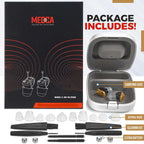 Premium Digital Hearing Aid Amplifier - Invisible in Canal (CIC) in-Ear Mini Sound Enhancer Set, Near-Invisible, Noise Cancelling, Personal Sound Hearing Amplifier - Black, Pair Right & Left Ear