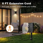 SURAIELEC Outdoor Power Stake Light Timer, Dusk to Dawn, 6 Electrical Outlet Power Strip Weatherproof, 6FT Extension Cord Multiple Outlet for Patio Lights, Sprinkler, Garden, Christmas Decorations