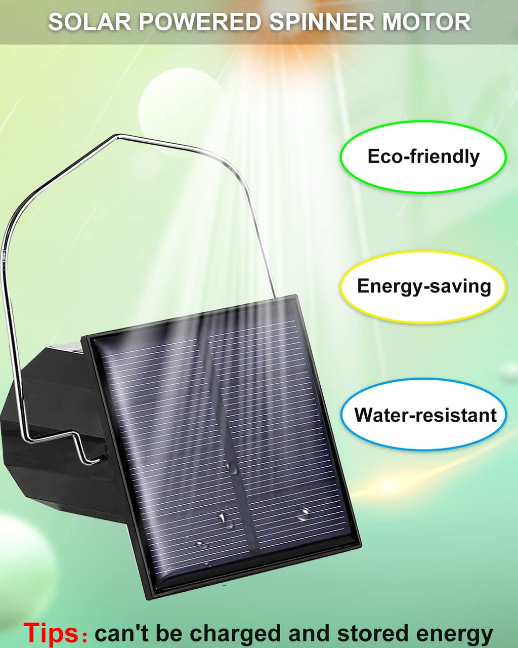 Solar Powered Wind Spinner Motor, Mobile Rotating Motor, Small Automatic Turner for Wind Chimes, Sun Catchers, Hanging Display Art Ornaments, Outdoor Solar Energy Operated Spinning Hanger