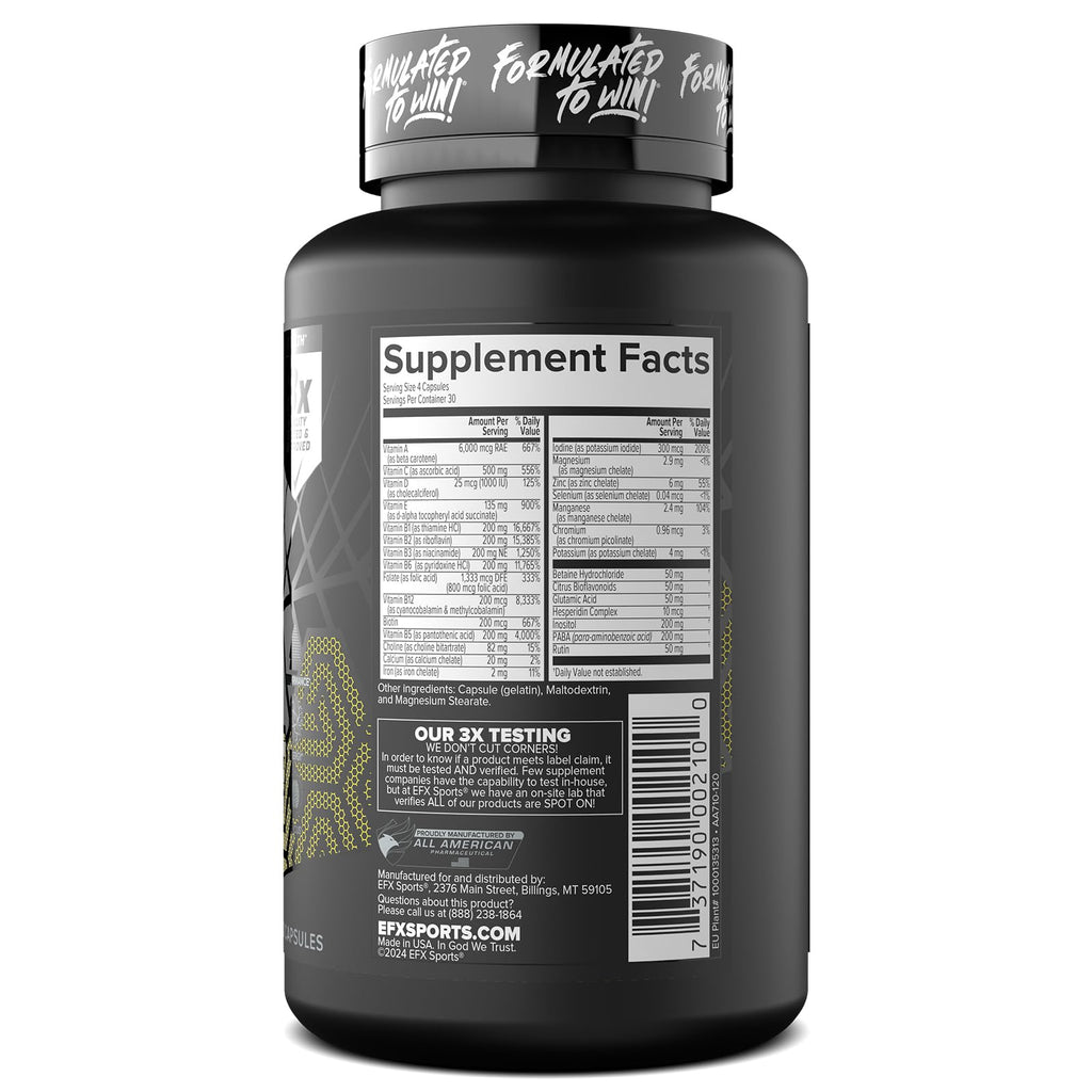 EFX Sports Vita Drive | Multivitamin Formulated for Athletes | Complex of Vitamins, Minerals, Micronutrients, & Antioxidants | 30 Servings, 120 Capsules