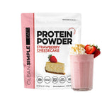 Clean Simple Eats Whey Protein Powder, Strawberry Cheesecake Flavor, Naturally Sweetened, Grass Fed Protein Powder with Digestive Enzymes, No Artificial Ingredients, Gluten Free, 30 Srvgs